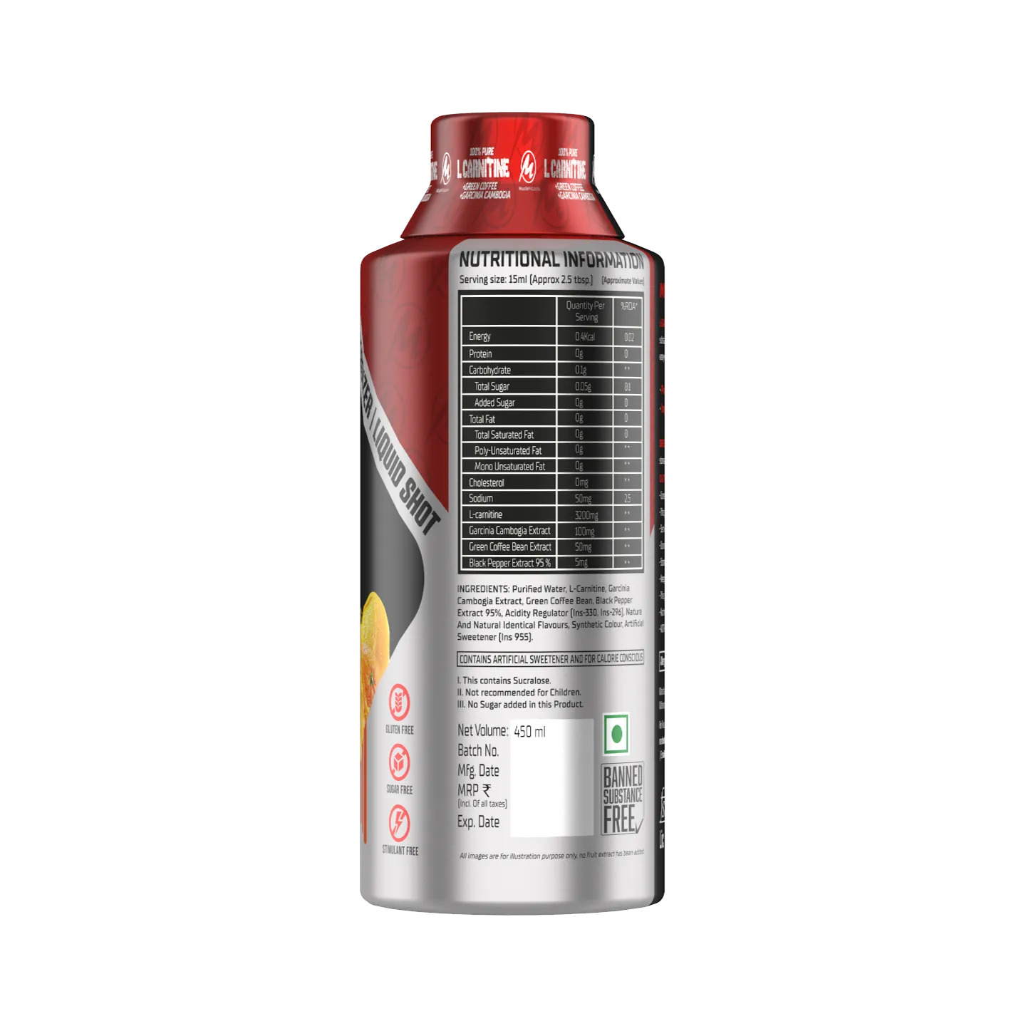 L Carnitine Liquid 450Ml Orange