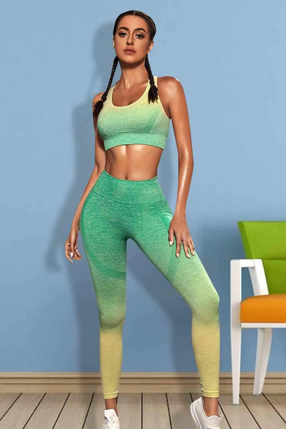 Ladies - Workout Set - Gradient Sports Tank and Leggings Set