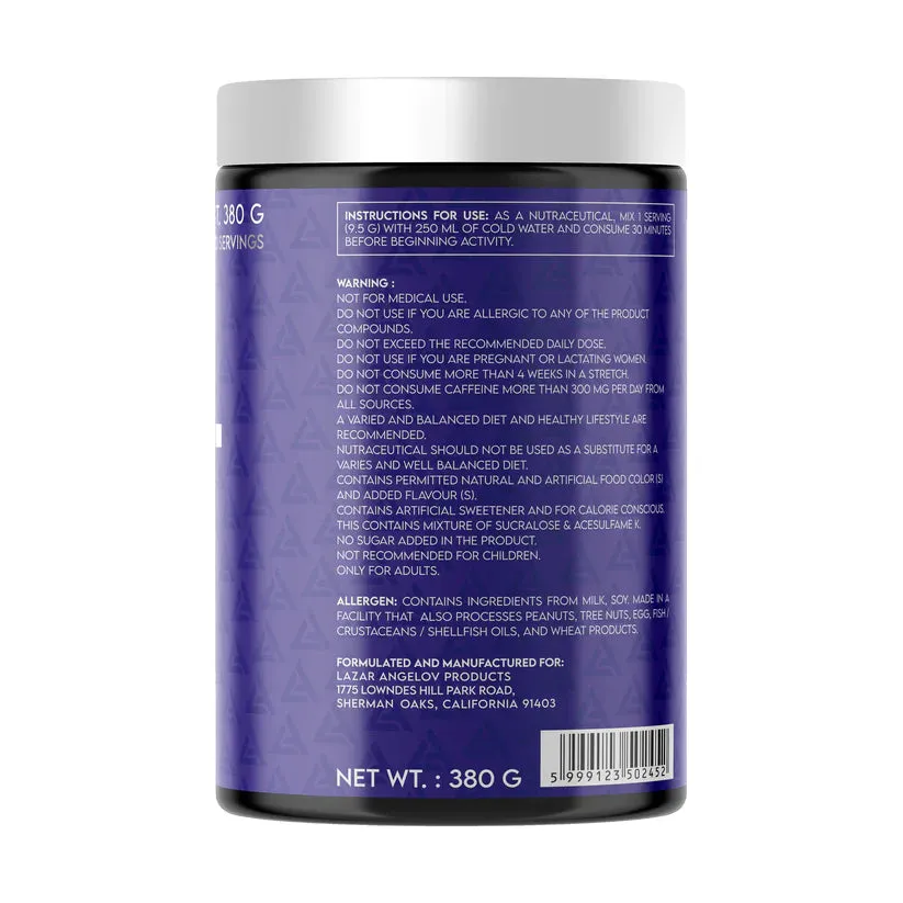 LAZAR ANGELOV NUTRITION Revolt 40 Serv. Pre Workout, 4000 mg Beta Alanine, 3000 mg L-Citruline & 2000 mg L-Arginine AAKG for Pump, 200 mg Caffeine & 250mg L-Tyrosine for Energy. & Focus