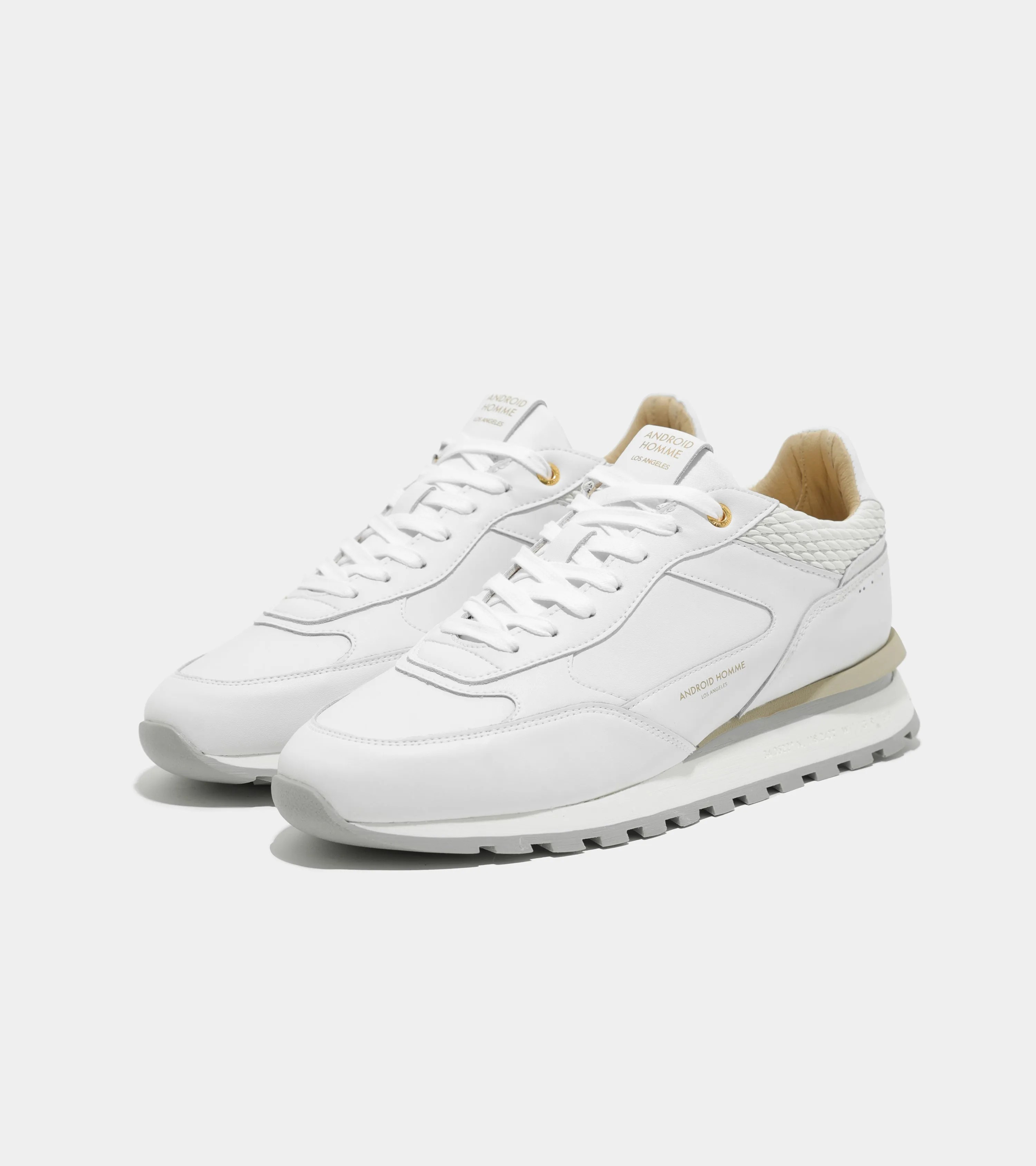 Lechuza Racer | White Leather Stretch Woven AHP233-09