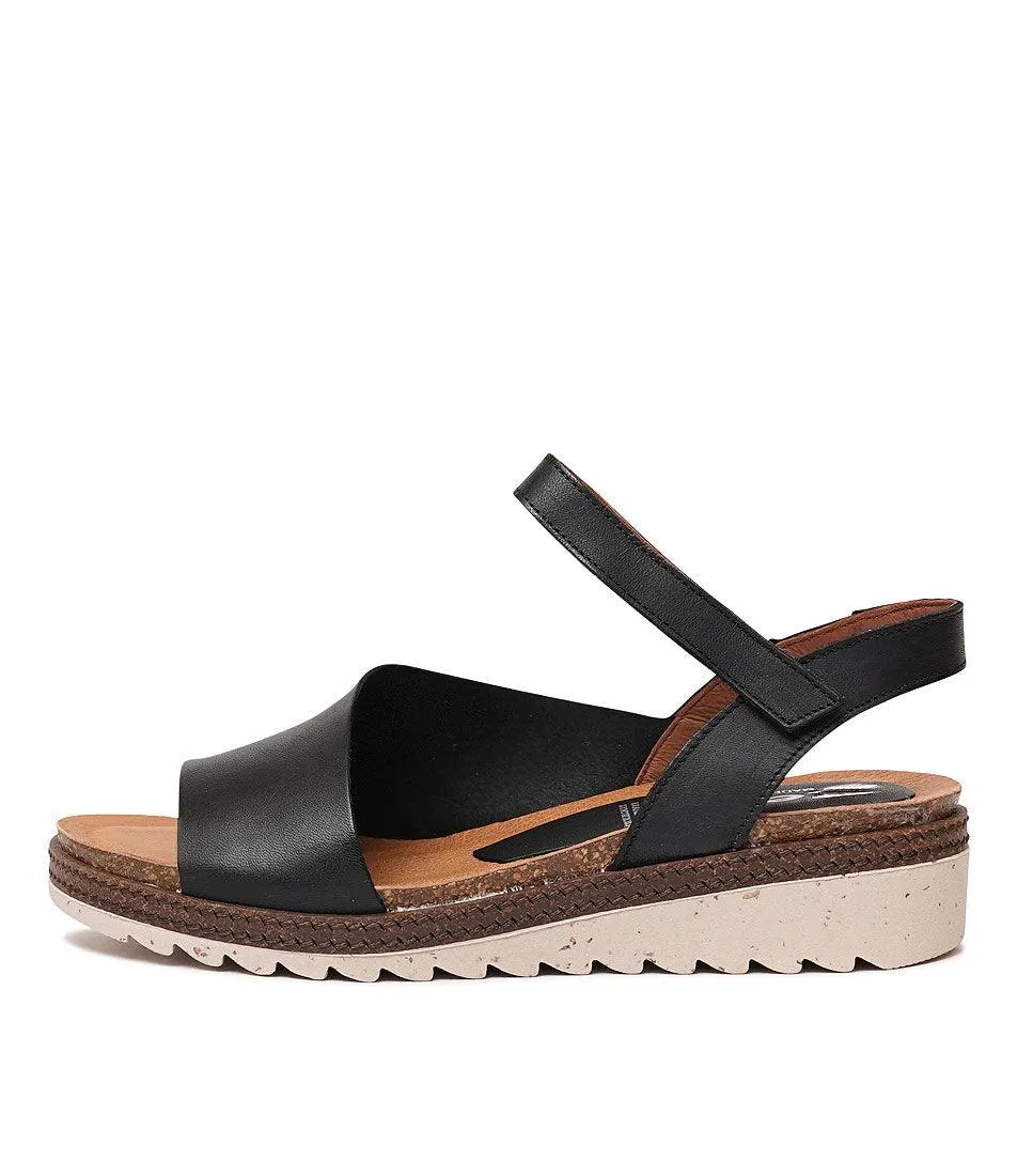 Lena Black Leather Sandals