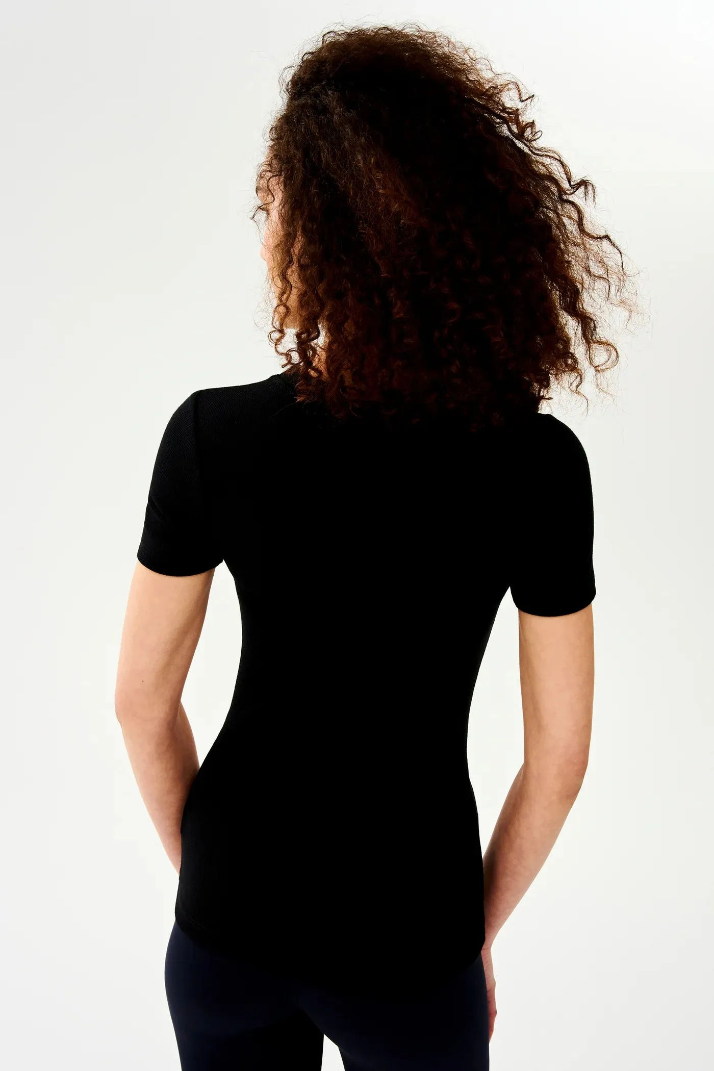 Louise Rib Short Sleeve in Black