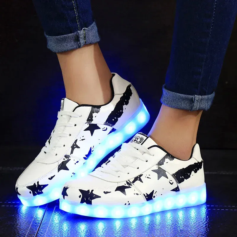 Luminous Light Up LED Sneakers/Glowing Tron Unisex Rechargeable Couple's Shoes