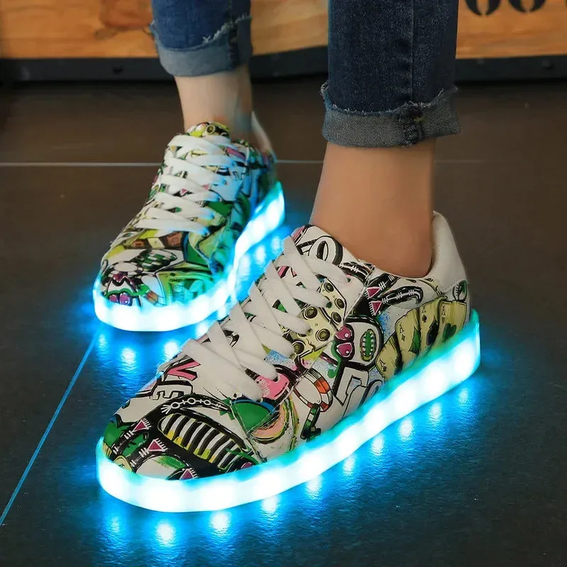 Luminous Light Up LED Sneakers/Glowing Tron Unisex Rechargeable Couple's Shoes