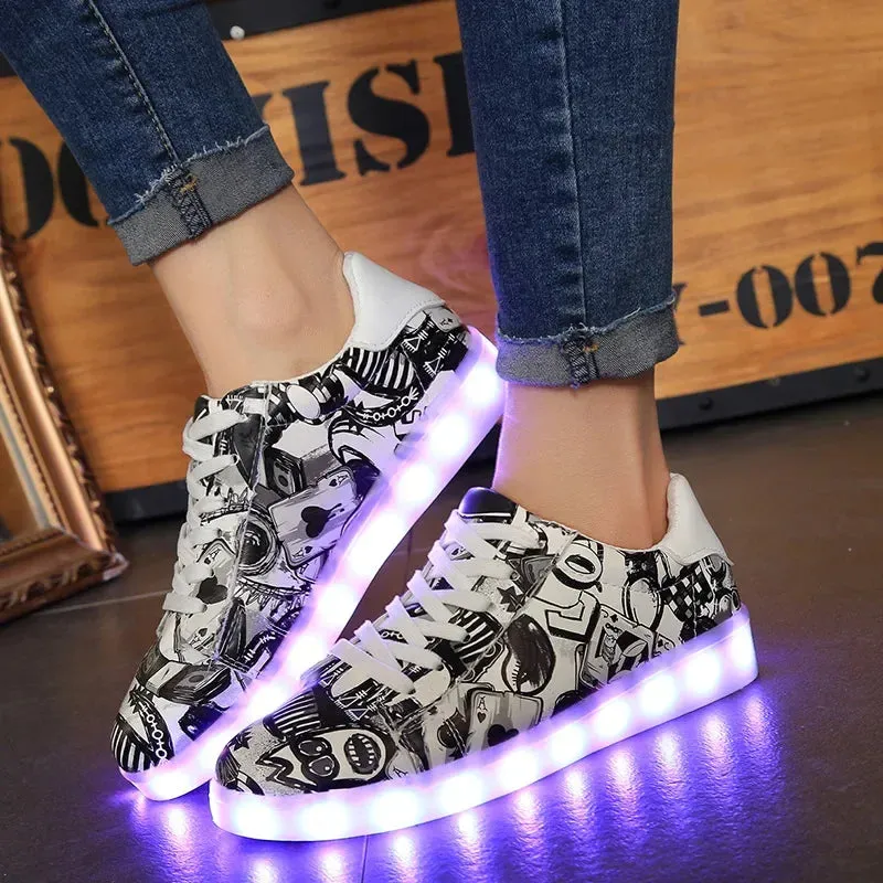 Luminous Light Up LED Sneakers/Glowing Tron Unisex Rechargeable Couple's Shoes