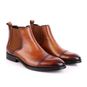 Massimo Dutti High tops Brogues Leather Chelsea Brown Boot