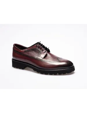 Men  Burgundy Genuine Leather Classic Shoes