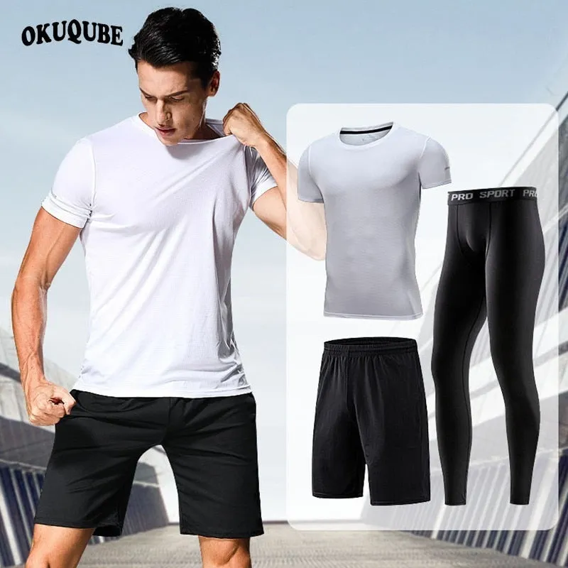 Men Sportswear Tracksuit Elastic Soft Set