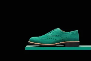 Mens Green & Black Suede Wingtip Dress Shoes