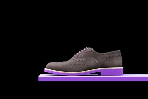 Mens Grey & Purple Suede Wingtip Dress Shoes