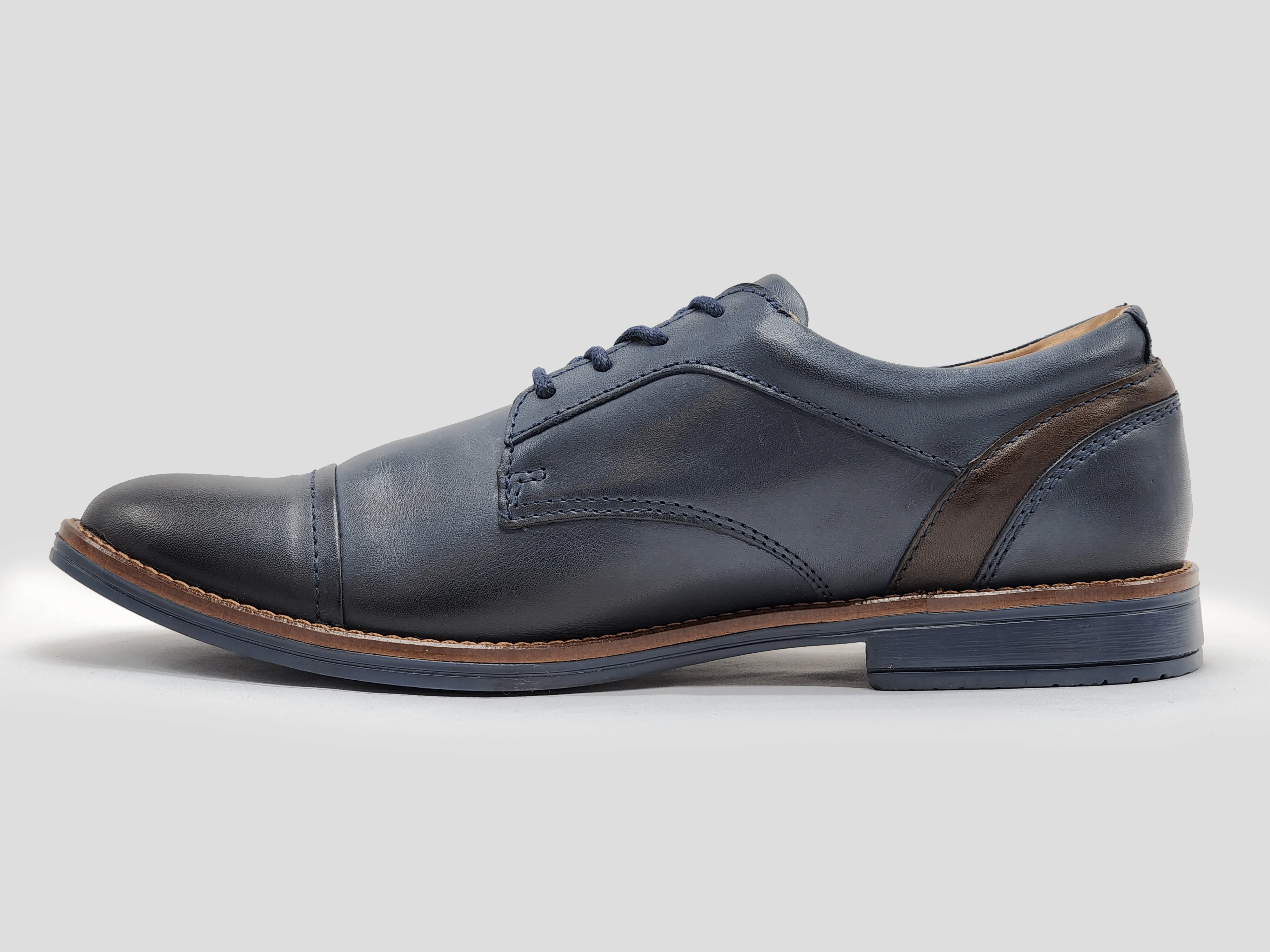 Men's Oxford Toe-Cap Leather Dress Shoes - Navy