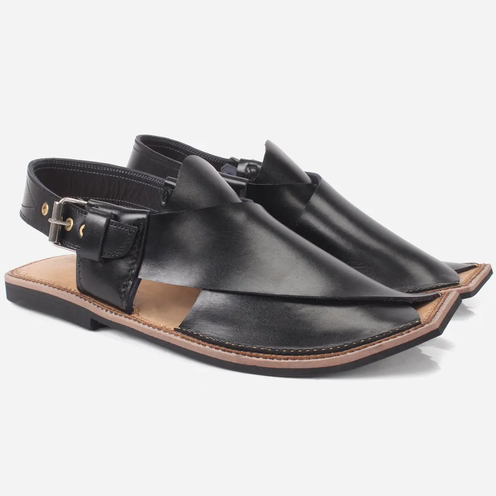 Mens "HADI" Leather Peep-toe Peshawari Sandals