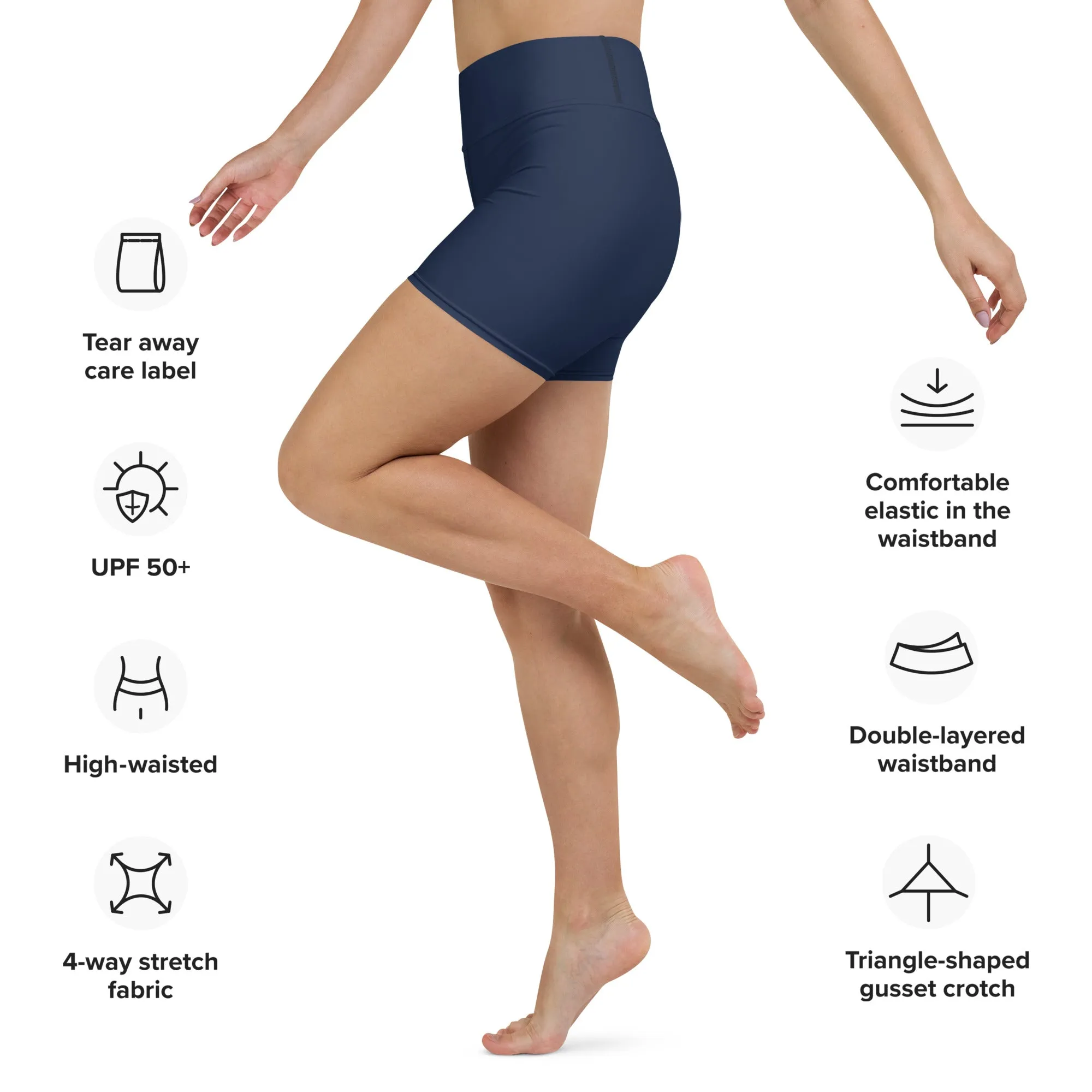 Navy High Waist Yoga Shorts