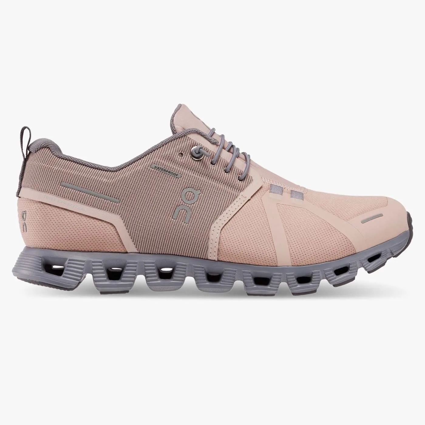 On Running Women's Cloud 5 Waterproof Shoes - Rose / Fossil