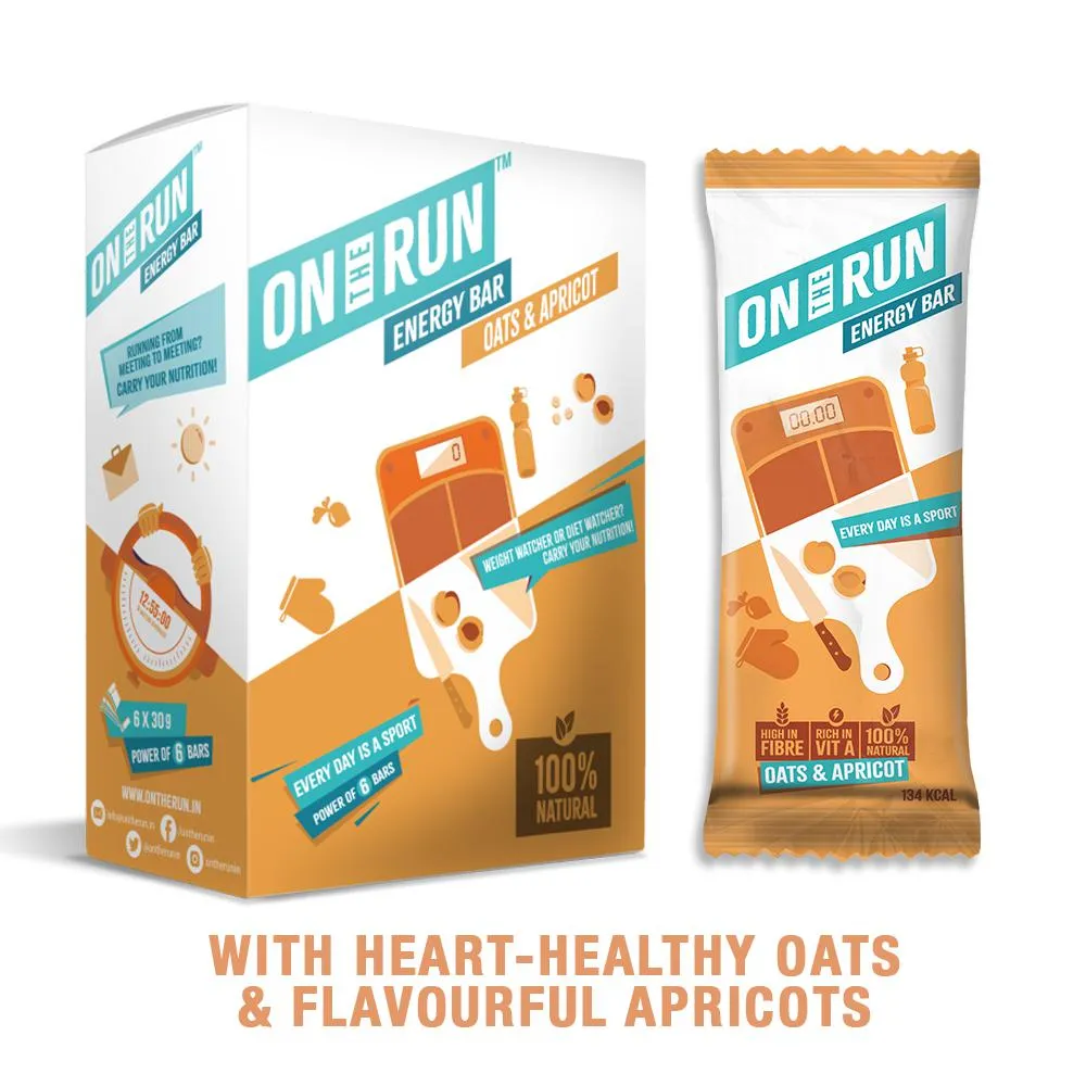 OnTheRun Oats and Apricot, Box of 6 Bars