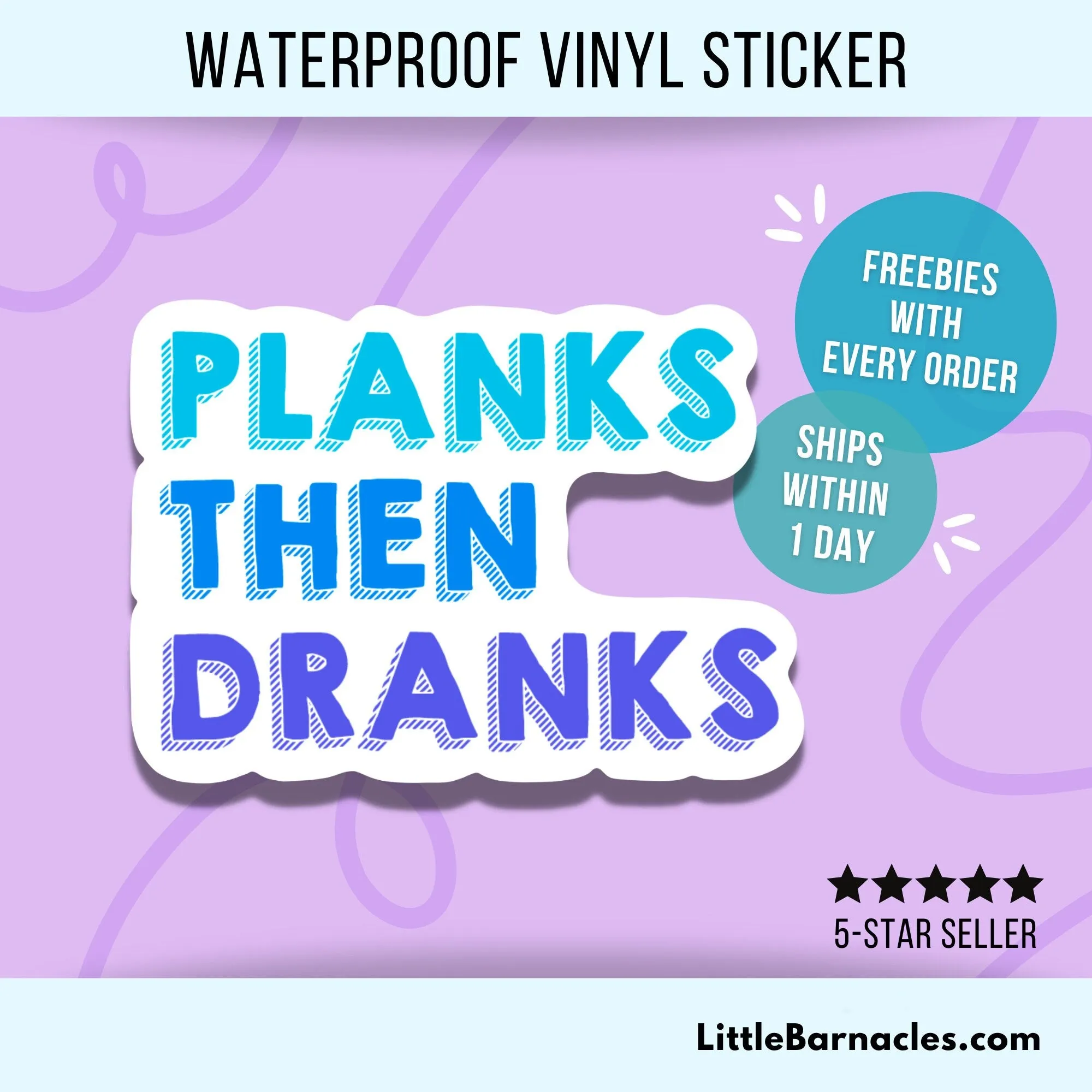 Planks Then Dranks Sticker Funny Workout Sticker Fitness