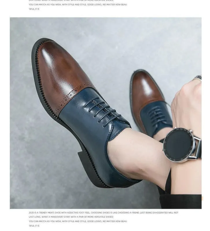 Pleasures and Sins Men’s Business Double Color Block Brogue Style Shoes