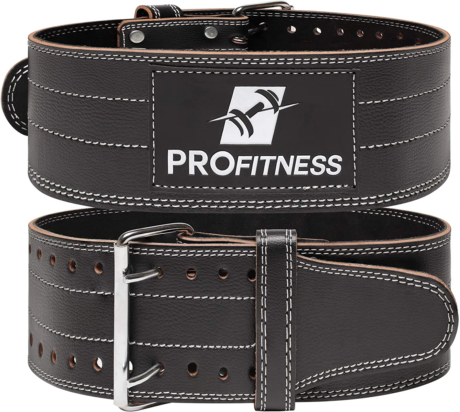 ProFitness Genuine Leather Workout Belt (4 Inches Wide) - Proper Weight Lifting Form - Lower Back Support for Squats, Deadlifts, Cross Training