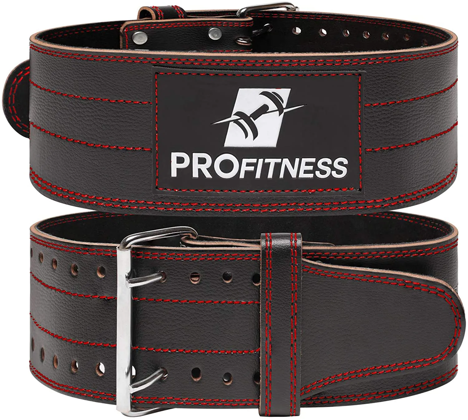 ProFitness Genuine Leather Workout Belt (4 Inches Wide) - Proper Weight Lifting Form - Lower Back Support for Squats, Deadlifts, Cross Training