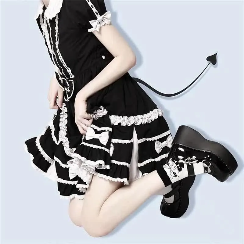 Punk Goth Bat Love Heart Buckle Platform Lolita Mary Janes Shoes