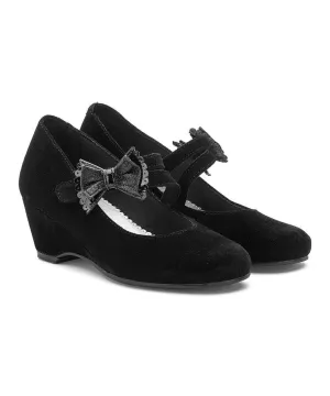 Rachel Shoes Black Velvet Ljudi Younger Girls Wedge