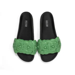 Roam Fleur Slide in Kelly Green Vegan Leather