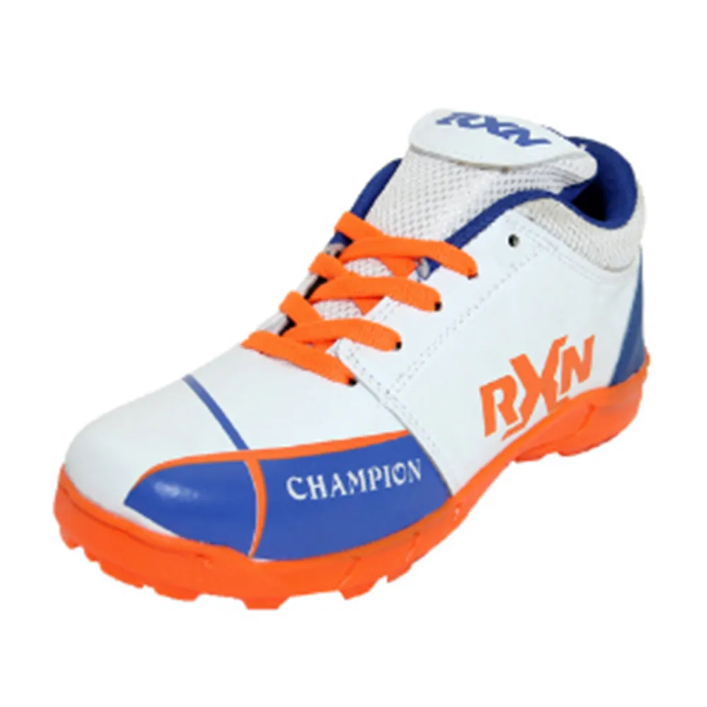 RXN Champion Cricket Shoes (White/Blue/Orange)