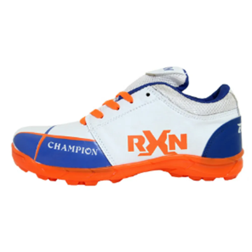 RXN Champion Cricket Shoes (White/Blue/Orange)