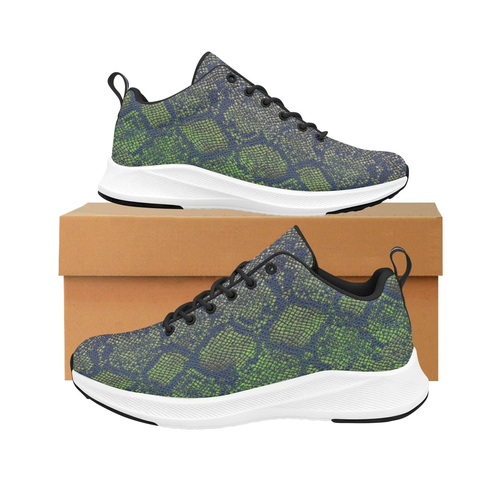 sea green snakeskin print Women's Alpha Running Shoes (Model 10093)