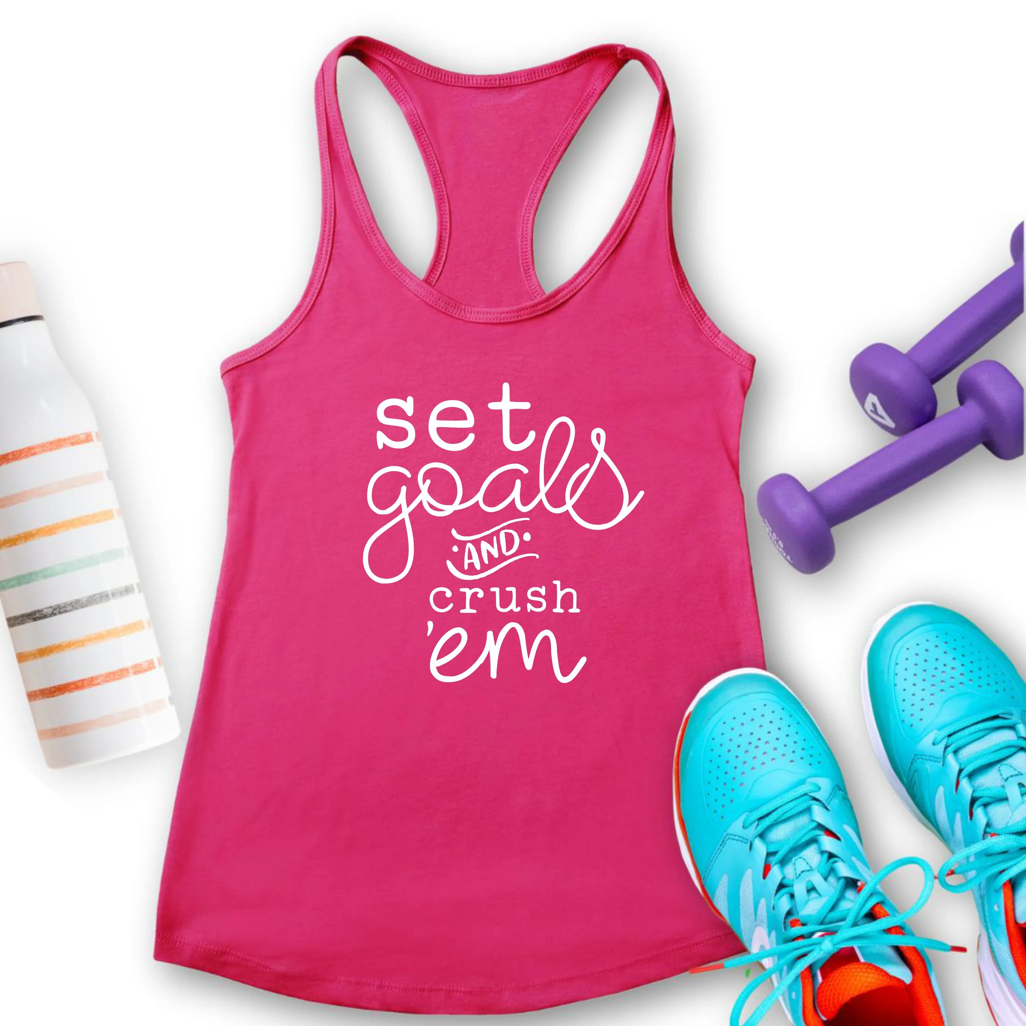 Set Goals & Crush 'Em Workout Tank Top | Motivational Workout Tanks