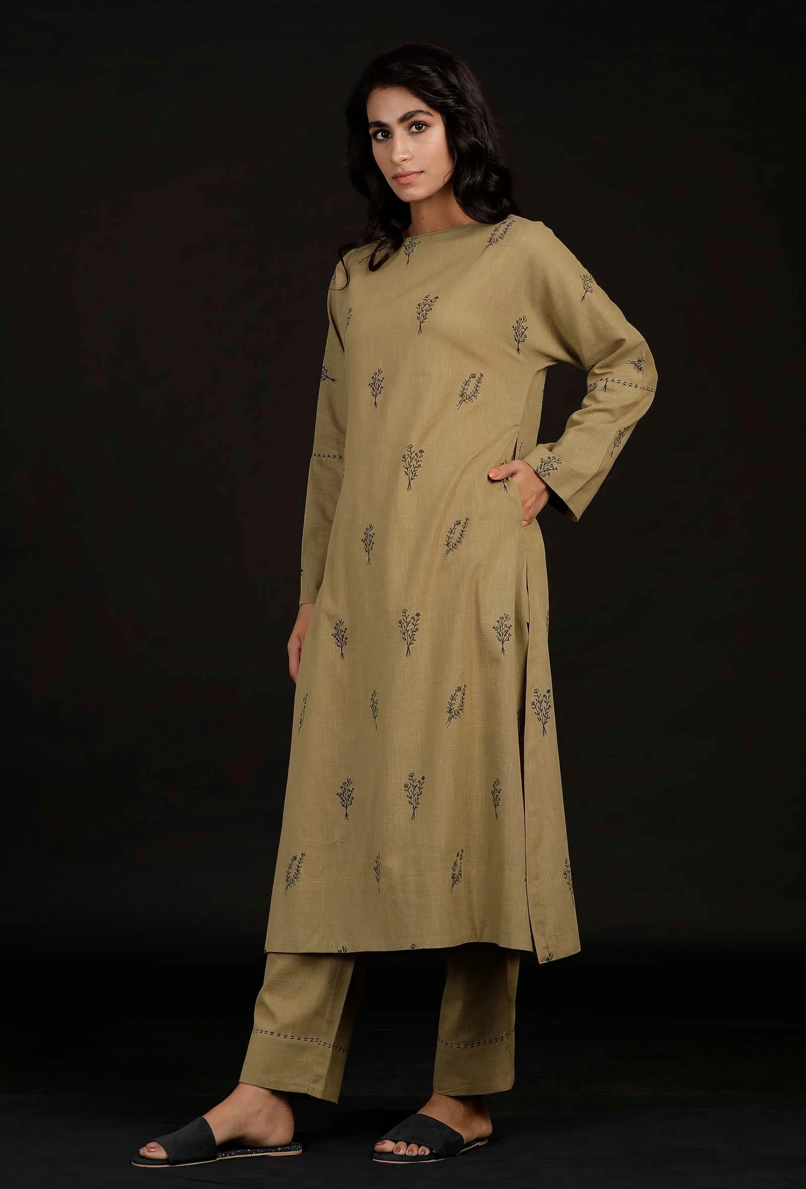 Set of 2: Sage Green Kurta and Pallazo