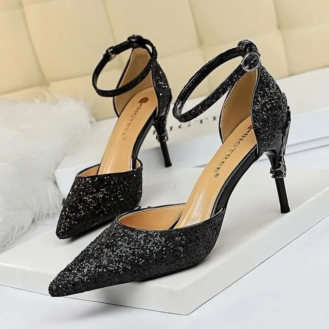 Sexy Women Metal Glitter Bridal High Heels