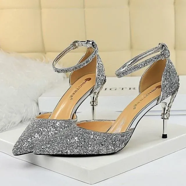 Sexy Women Metal Glitter Bridal High Heels