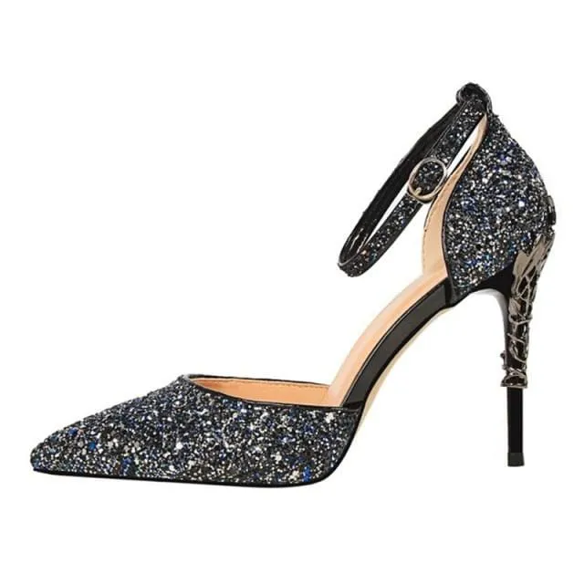 Sexy Women Metal Glitter Bridal High Heels