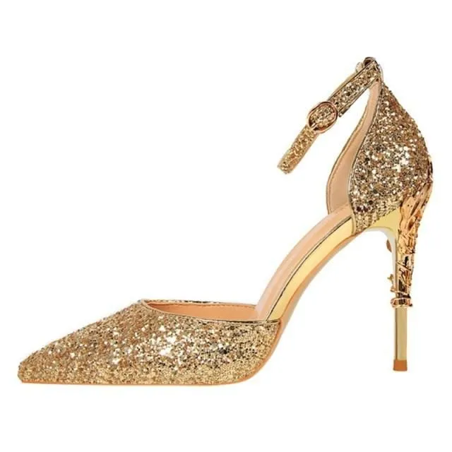 Sexy Women Metal Glitter Bridal High Heels