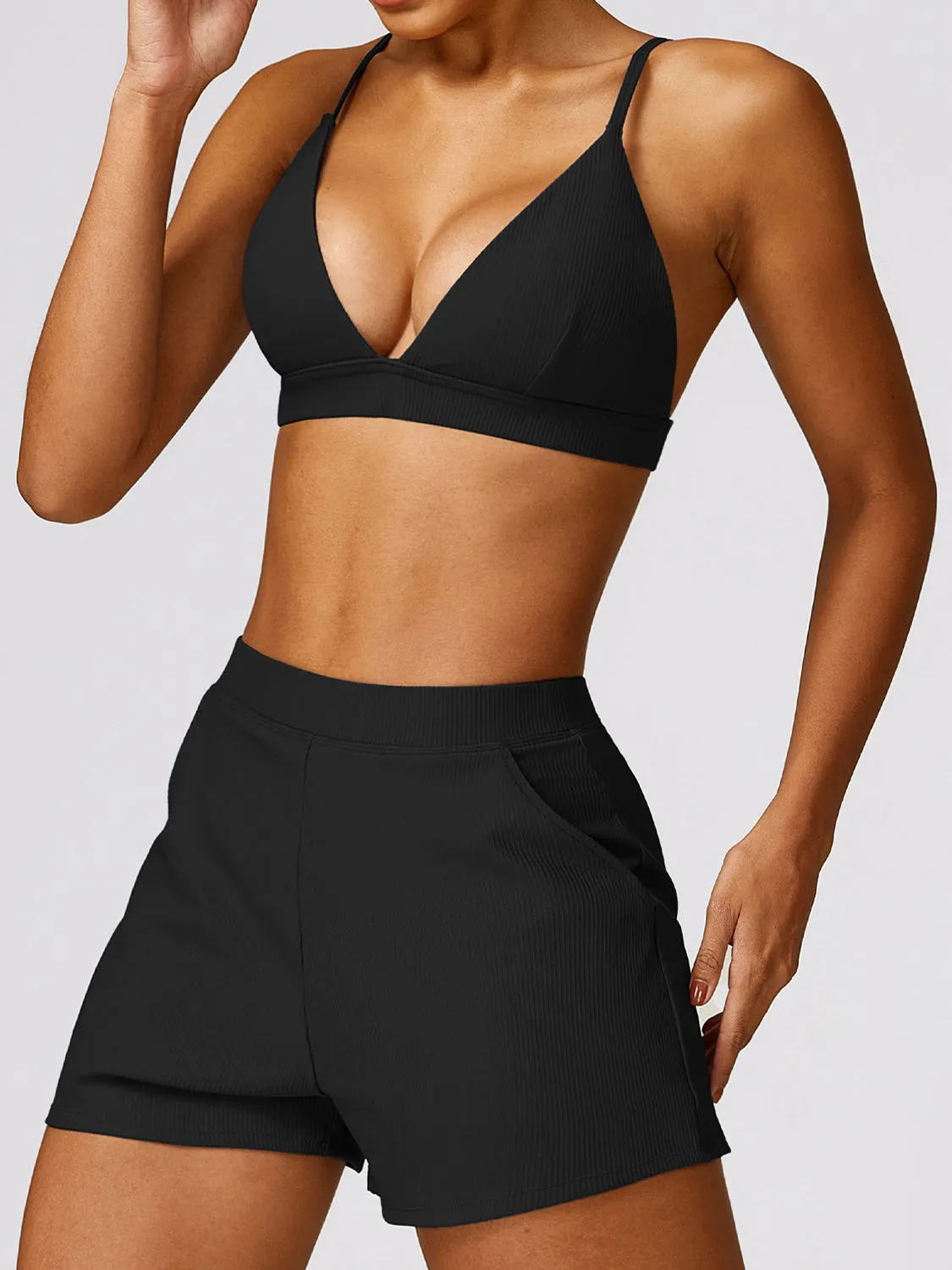 Spaghetti Strap Active Bra Sports Activewear Crop Top Yoga Tops