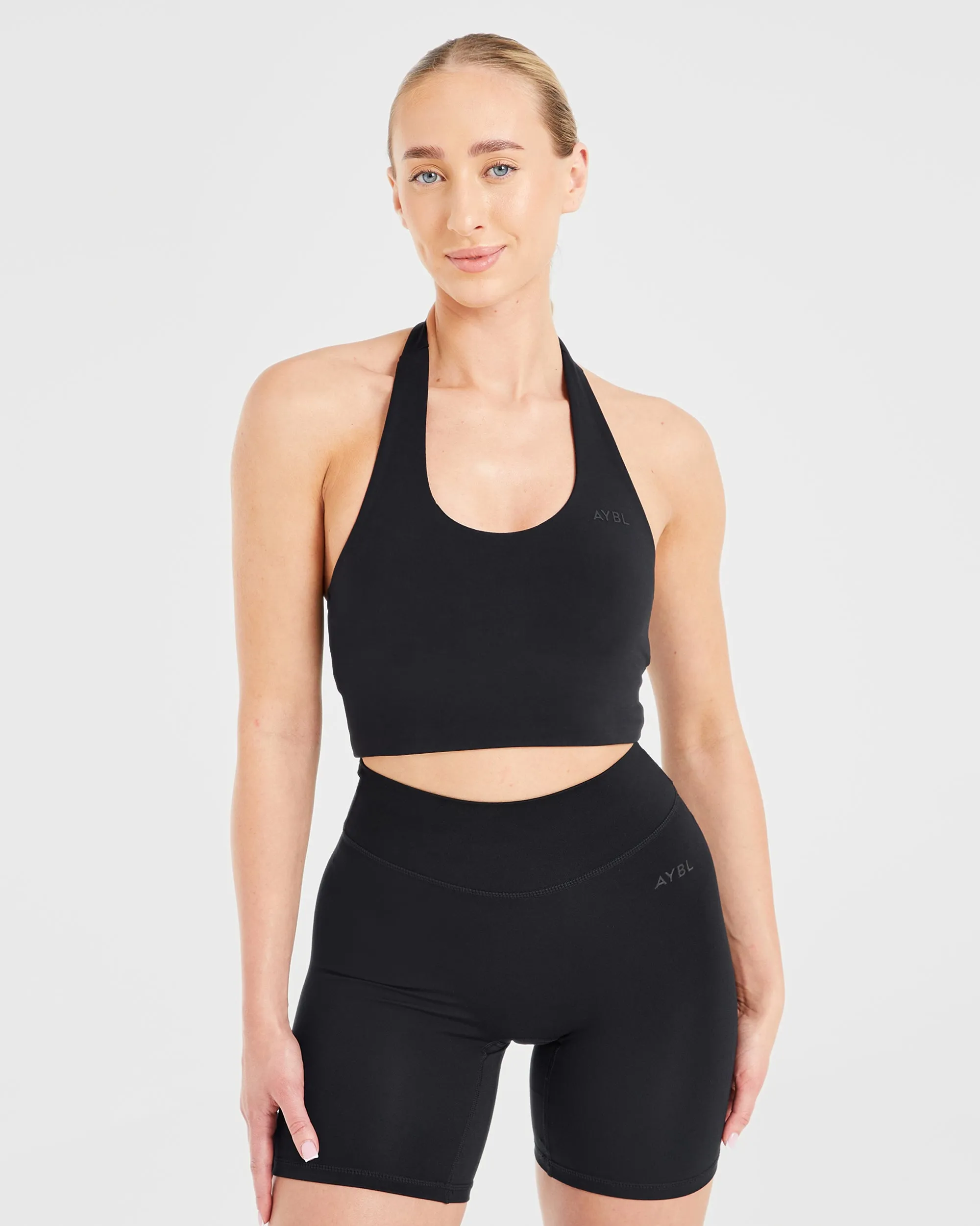 Staple Halterneck Crop Top - Black