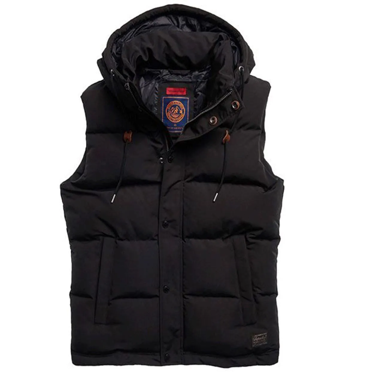 Superdry Gilet Bodywarmer Mens Hooded Gilet Jacket Hoodie Gilet  Black