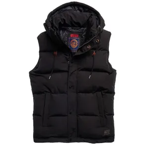 Superdry Gilet Bodywarmer Mens Hooded Gilet Jacket Hoodie Gilet  Black