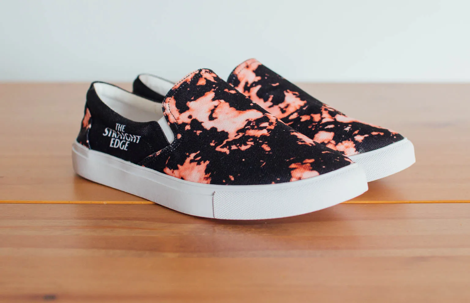 The Straight Edge Bleach Pattern Slip Ons