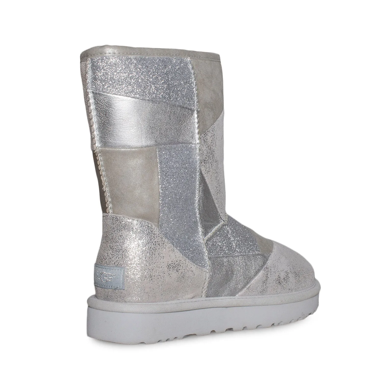 UGG Classic Glitter Patchwork Silver Shoes - Women's