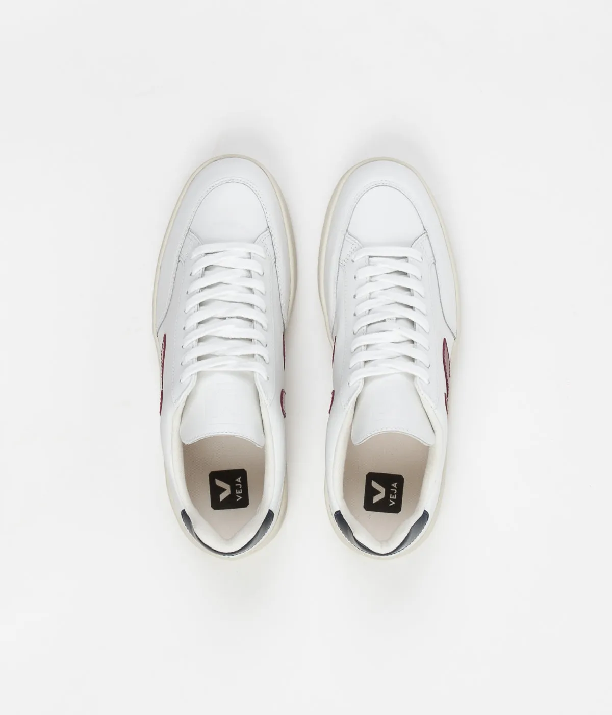 Veja V-12 Leather Shoes - Extra White / Marsala / Nautico