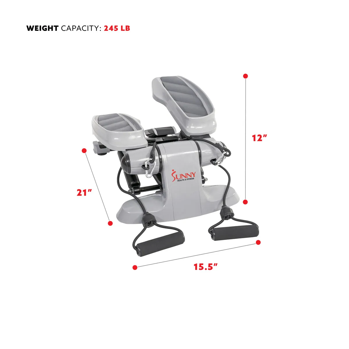 Versa Stepper Exercise Machine Step, Wide Non-Slip Pedals w/ Resistance Bands and LCD Monitor