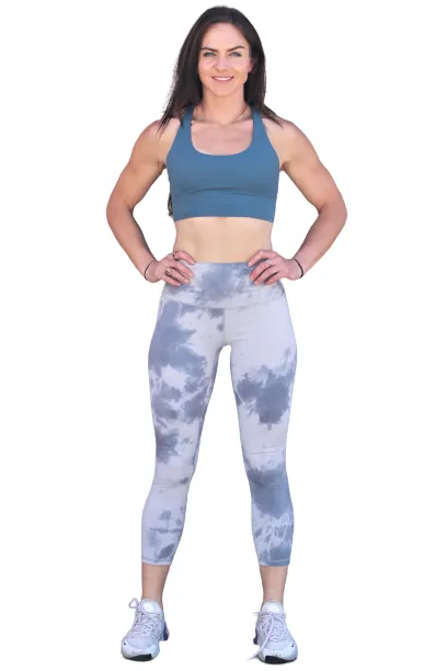 Vita Atletica High Waist Tie Dye Yoga Leggings Tummy Control Capri Length Stretch Athletic Workout Pants