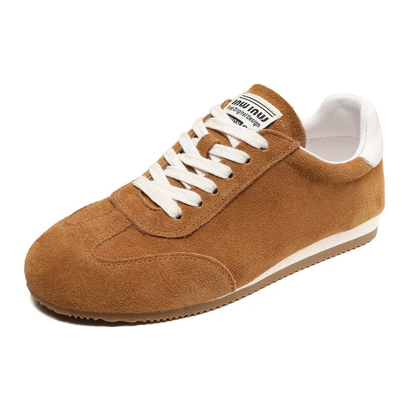 Women Minimalism Suede Retro Training Casual Shoes