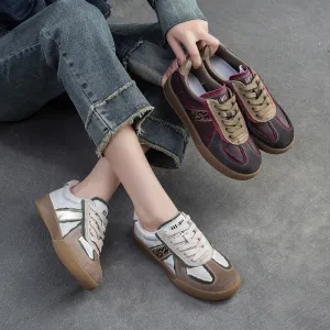 Women Patchwork Leather Flat Casual Training Shoes