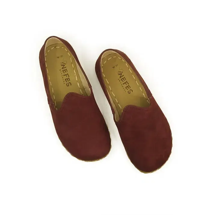 Women's Barefoot Grounding Shoes - Nubuck Burgundy