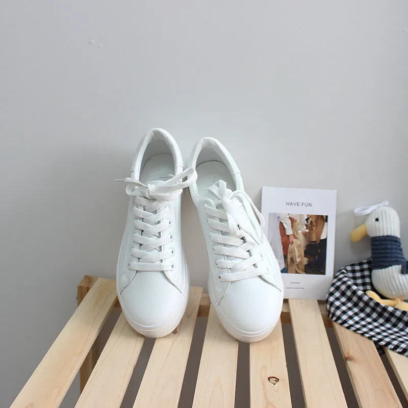 Women's Style White Four Simple Flat Street Shooting Canvas Shoes