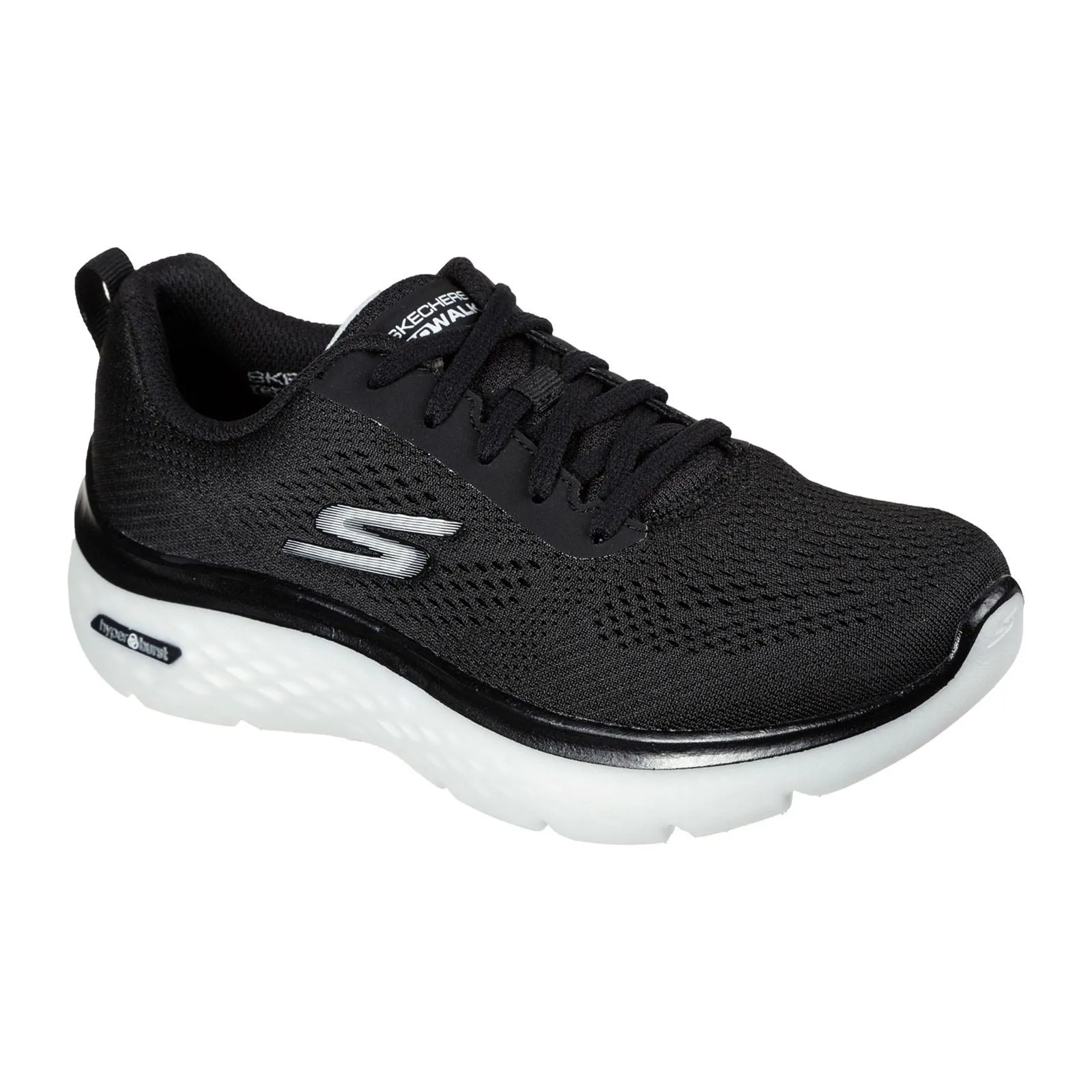 Women's Wide Fit Skechers 124578 GO walk Hyper Burst Sneakers - Black/White