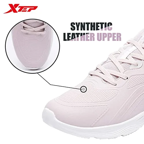 XTEP Women's Pink Stylish Synthetic Leather Upper Comfort Cushioning Running Shoes